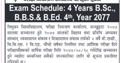 BSc 4th year exam routine 2077
