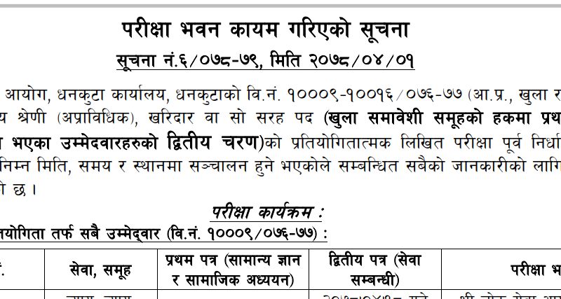 Kharidar Second Paper Exam Center