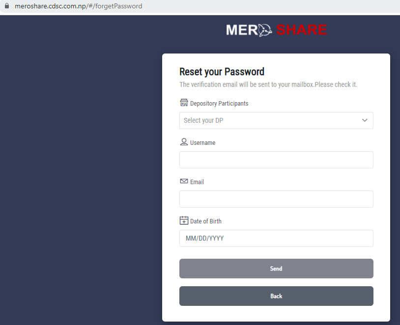 How to forget mero share Password?