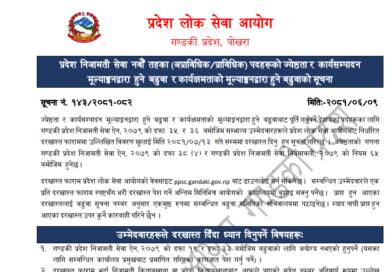 Gandaki Pradesh Loksewa Aayog 8th & 9th Level Vacancy