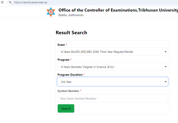 BSC 3rd Year Result 2081: Check Online at result.tuexam.edu.np